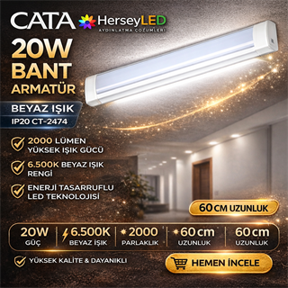 Cata CT-2474 20W 60cm Yatay Led Bant Armatür Beyaz Işık