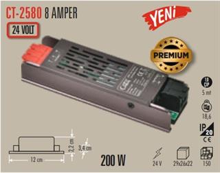 Cata CT-2580 24V 8 Amper 200W LED Trafo