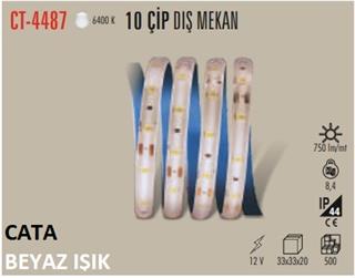 Cata CT-4487 Dış Mekan Beyaz Renk Silikonlu Şerit LED  (5 Metre)