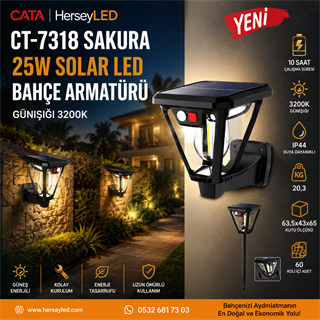 Cata Ct-7318 Sakura 25W Solar LED Bahçe Armatürü Günışığı