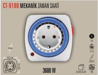 Cata Ct-9180 Mekani̇k Zaman Ayarlı Pri̇z Ti̇pi̇