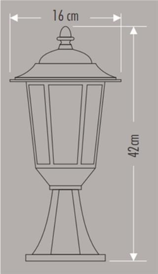 Cata E27 42cm Siyah Parma Set Üstü Bahçe Armatürü  CT-7111