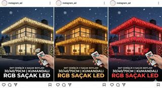 Dış mekan Saçak led RGB ışıklı / Kumandalı / Eklenebilir /  244 ledli , 5 metre genişlik  ( 30-40-70 saçak boyları )