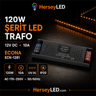 ECONA ECN-1281 12V LED TRAFOSU 10 AMPER 120W