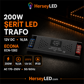 ECONA ECN-1282 12V LED TRAFOSU 16,5 AMPER 200W