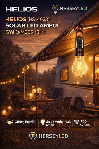 HELİOS (HS-4033) SOLAR LED AMPUL 5W ( AMBER ışık )