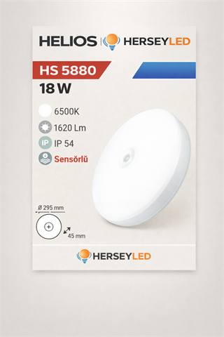 HELIOS (HS-5880) 18W SENSÖRLÜ GLOP LED ARMATÜR BEYAZ IŞIK -DIŞ MEKAN IP54 - 1620LM