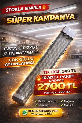 KAMPANYA-10 ADET CATA CT 2479 Kristal Led Bant Armatür 100W 120CM 6400K Beyaz Işık