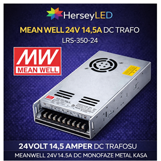 MEANWELL 24V 14.5A DC MONOFAZE METAL KASA