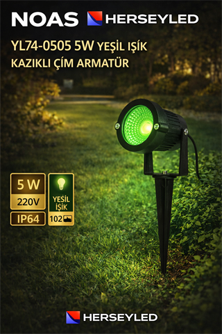 NOAS YL74-0505 5W YEŞİL KAZIKLI BAHÇE ARMATÜR