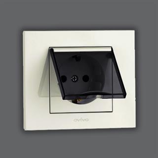 Natural Beyaz Kapaklı Topraklı Priz Modül+Kapak Ovivo