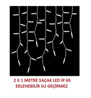 SAÇAK LED BEYAZ IŞIK ( SABİT YANAR ) DIŞ MEKAN IP65 2mt (50 -75-100cm) EKLENEBİLİR 144 LEDLİ BEYAZ KABLOLU YILBAŞI LED IŞIK  220V