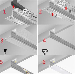 SIVA ALTI GÖMME GİZLİ KULAK LED KANALI TRİMLES 3MT/BOY - 1cm trimles