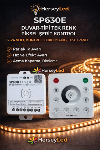 SP630E Duvar Tipi Tek Renk Pixel Şerit Kontrol 12-24 Volt