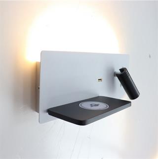 YATAK BAŞI LED APLİK KABLOSUZ ŞARJ OKUMA LAMBASI BEYAZ KASA GÜNIŞIĞI IŞIK ECN-7701