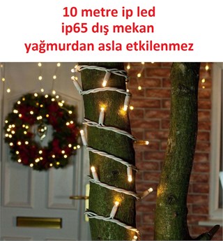 YILBAŞI LED IŞIK İP LED 10 MT BEYAZ IP65 SABİT YANAR BEYAZ KABLO AL-80  220V