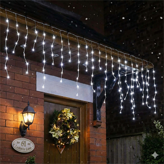 YILBAŞI LED IŞIK SAÇAK PERDE LED BEYAZ IŞIK  ( 2X1 MT ) İÇ MEKAN IP44 ( 192 LEDLİ ) EKLENEBİLİR LED DEKOR