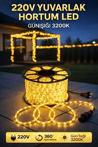YUVARLAK 360 DERECE IŞIK HORTUM LED GÜNIŞIĞI ( 1MT FİYATIDIR )
