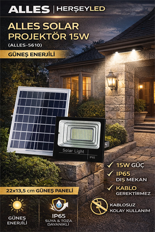 ALLES SOLAR PROJEKTÖR 15W GÜNEŞ ENERJİLİ ALLES-5610