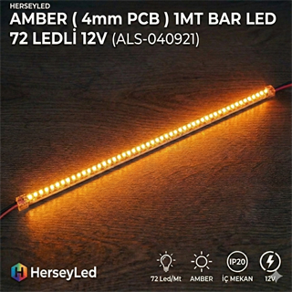 Amber 4mm 2835 BAR LED 72 LEDLİ 12V