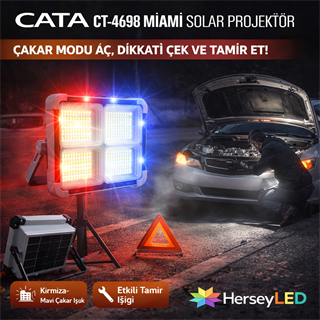 Cata 200W Miami Taşınabilir Şarjlı Solar Projektör CT-4698