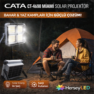 Cata 200W Miami Taşınabilir Şarjlı Solar Projektör CT-4698