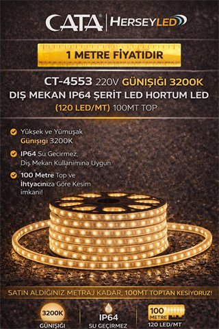 Cata 220 Volt Dış Mekan Hortum Led CT-4553 Günışığı