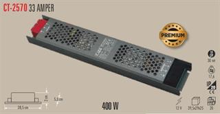 CATA 33 Amper 400W 12v Süper Slim Fansız Şerit Led Trafosu Cata CT-2570