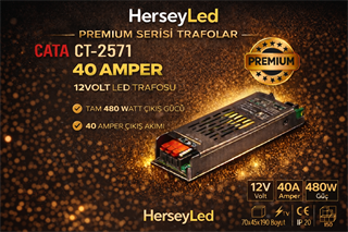 CATA 40 Amper 12v Şerit Led Trafosu 500W Süper Slim Cata Ct-2571
