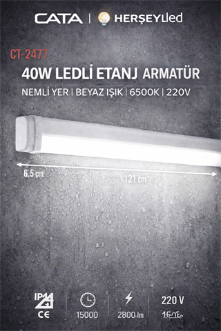 CATA 40W LEDLİ ETANJ ARMATÜR NEMLİ YER BEYAZ IŞIK 6500K 220V CT-2477