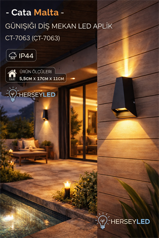 Cata 6W (2x3w) LED Çift Taraflı İç ve Dış Mekan Aplik Malta IP44 Aydınlatma CT-7063