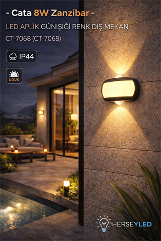 Cata 8W Zanzibar Led Aplik Günışığı Renk Dış Mekan CT-7068