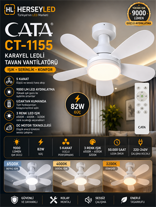 Cata CT-1155 82 Watt Karayel Fan Led Ampul Beyaz Işık