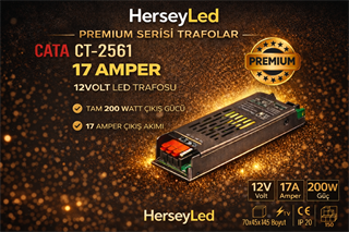CATA  CT-2561 17 Amper 12V Şerit Led Trafosu (200W) (Slim-Fansız) CT-2561