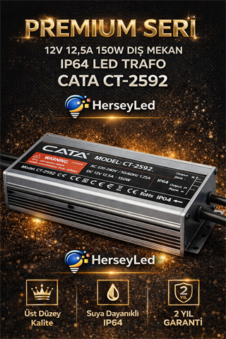 Cata CT-2592 12V 12,5A 150W Dış Mekan IP64 LED Trafo