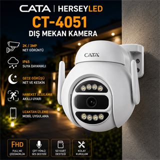 Cata CT-4051 Hareket Sensörlü Akıllı Dış Mekan Güvenlik Kamerası