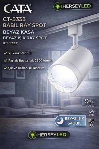 CATA CT-5333 30W BABİL BEYAZ KASA BEYAZ IŞIK RAY SPOT CATA