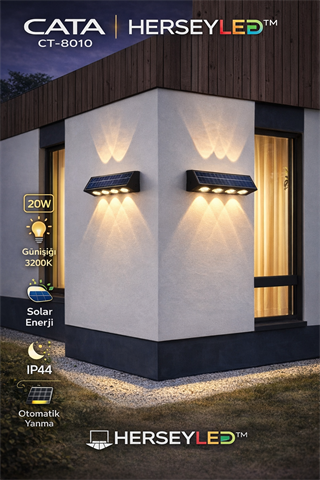 CATA CT-8010 20W GÜNIŞIĞI KOS SOLAR LED APLİK GÜNIŞIĞI DIŞ MEKAN