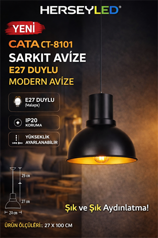 CATA CT-8101 Modern Dekoratif Sarkıt Avize – E27 Duy, Tavan Tipi Tekli Aydınlatma