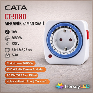 Cata Ct-9180 Mekani̇k Zaman Ayarlı Pri̇z Ti̇pi̇