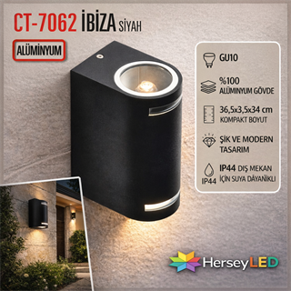 Cata İbiza Aplik Siyah Kasa Gu10 Duylu CT-7062