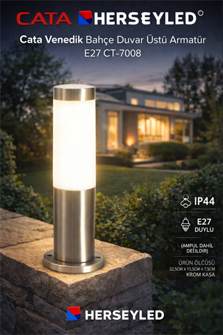 Cata Venedik Bahçe Duvar Üstü Armatür 30CM E27 CT-7008