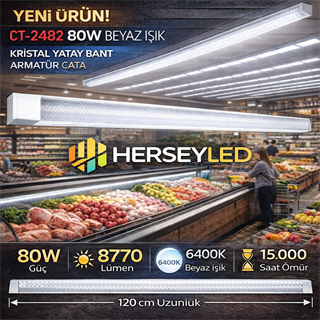CT-2482 80W BEYAZ IŞIK  KRİSTAL YATAY BANT ARMATÜR CATA