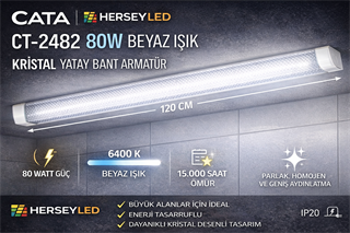 CT-2482 80W BEYAZ IŞIK  KRİSTAL YATAY BANT ARMATÜR CATA
