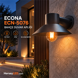 ECONA ECN-5076 E27 Duylu IP54 Bahçe Duvar Apliği – Antrasit Kasa