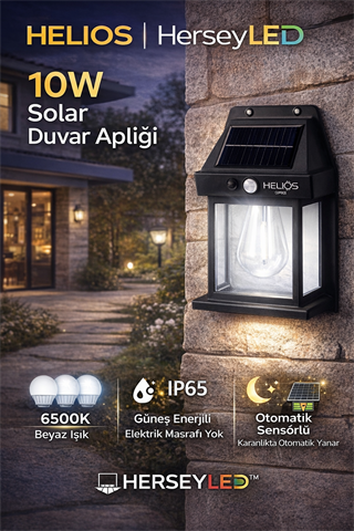 HELİOS 10W Solar Duvar Aplik Beyaz Işık HS-4032
