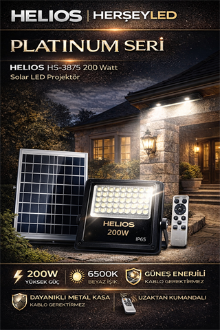HELIOS  200 Watt Solar Proejktör - Beyaz Işık (6500K) HS-3875