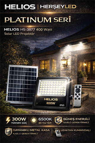 HELIOS 400 Watt Solar Proejktör - Beyaz Işık (6500K) HS-3877