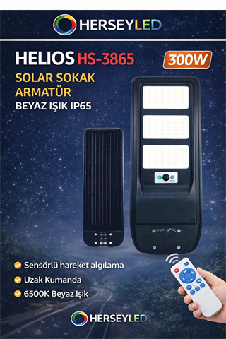 HELIOS HS-3865 300W SOLAR SOKAK ARMATUR BEYAZ IŞIK IP65