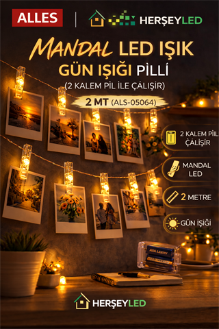 MANDAL LED IŞIK GÜN IŞIĞI PİLLİ 2 MT